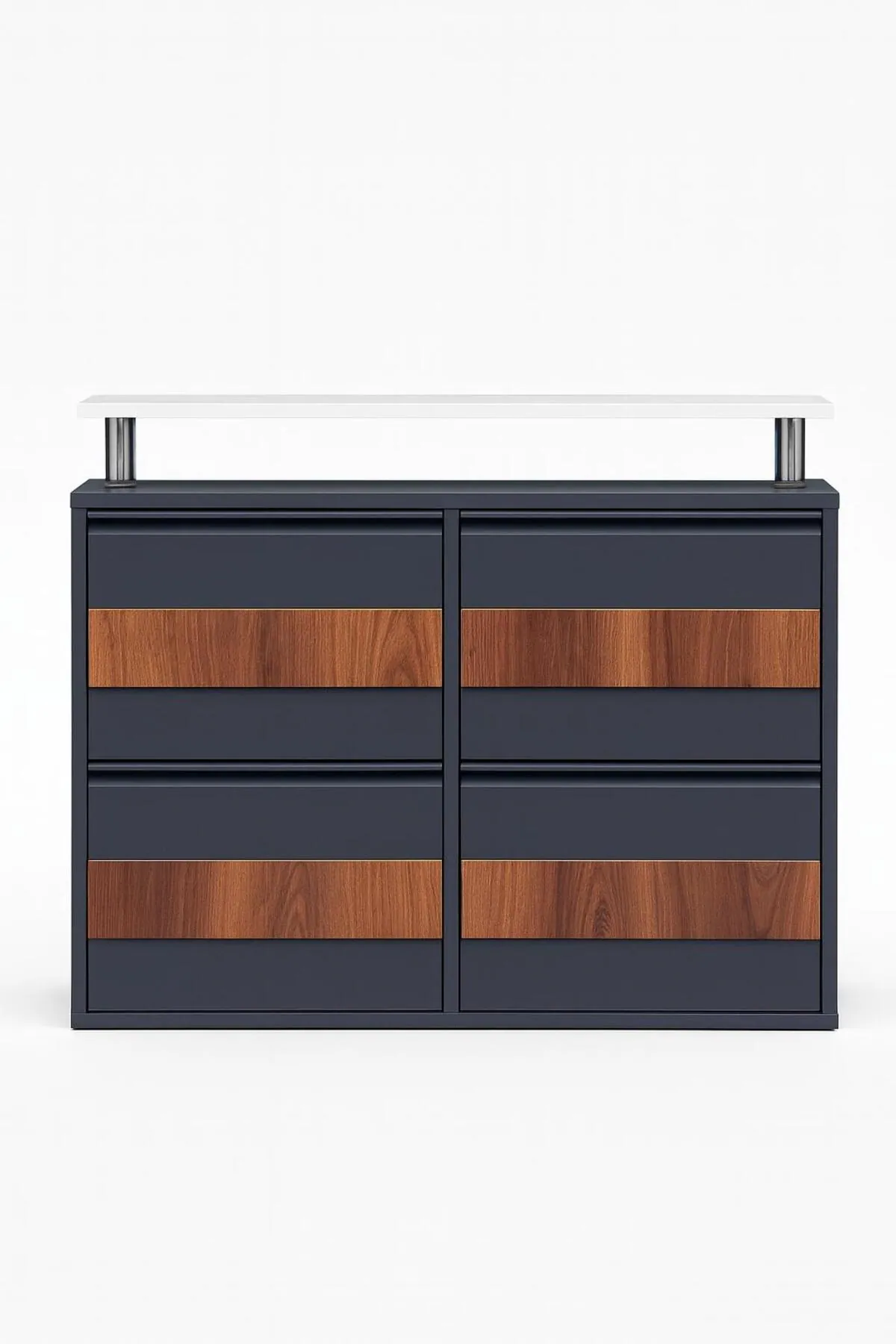 2+2-Door Anthracite Patterned Metal Shoe Cabinet – 8 Pairs, view 3