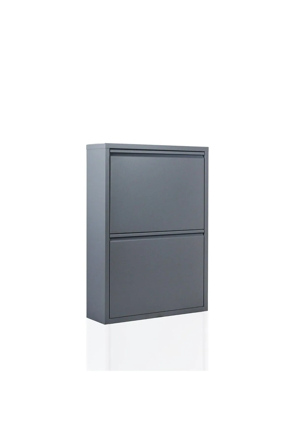 2-Door Anthracite Metal Shoe Cabinet – 4 Pairs, view 3