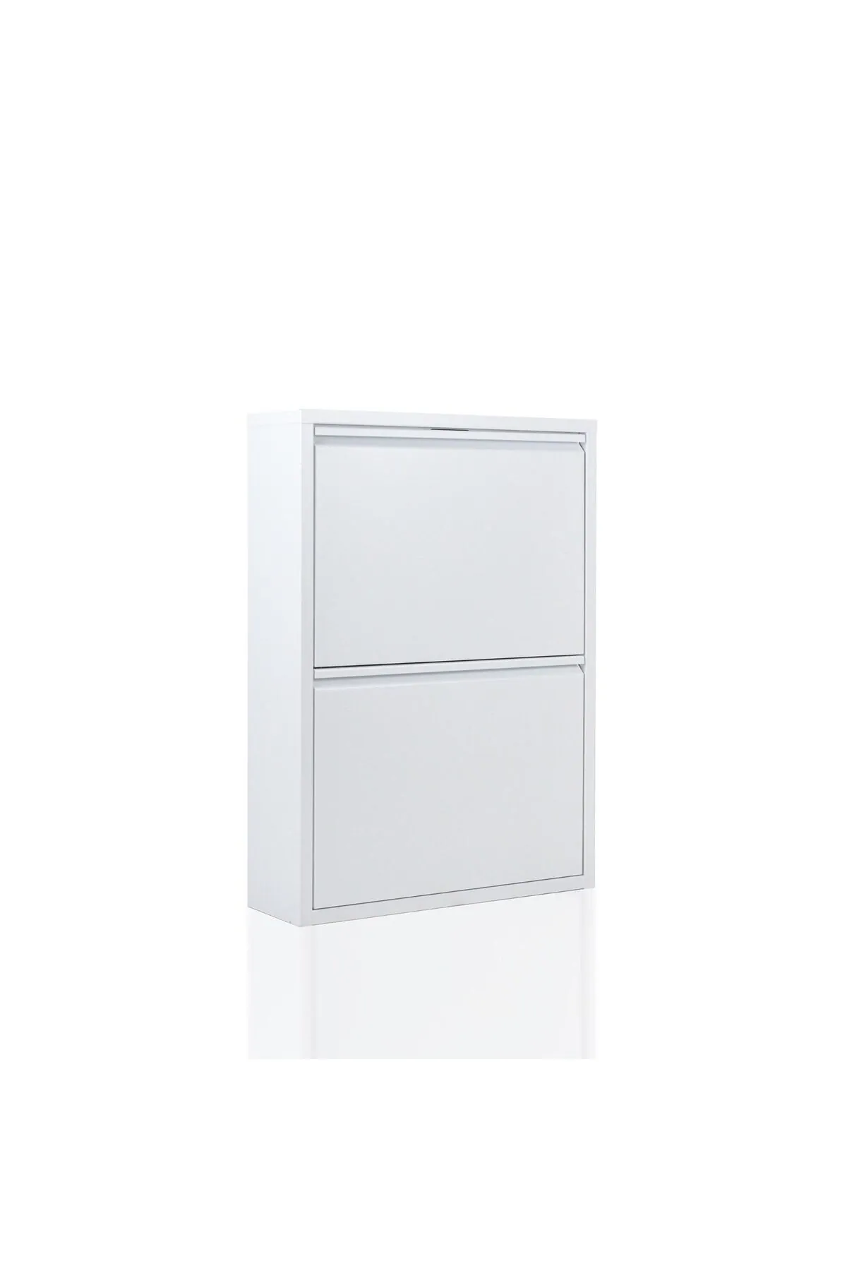 2-Door White Metal Shoe Cabinet – 4 Pairs, view 3