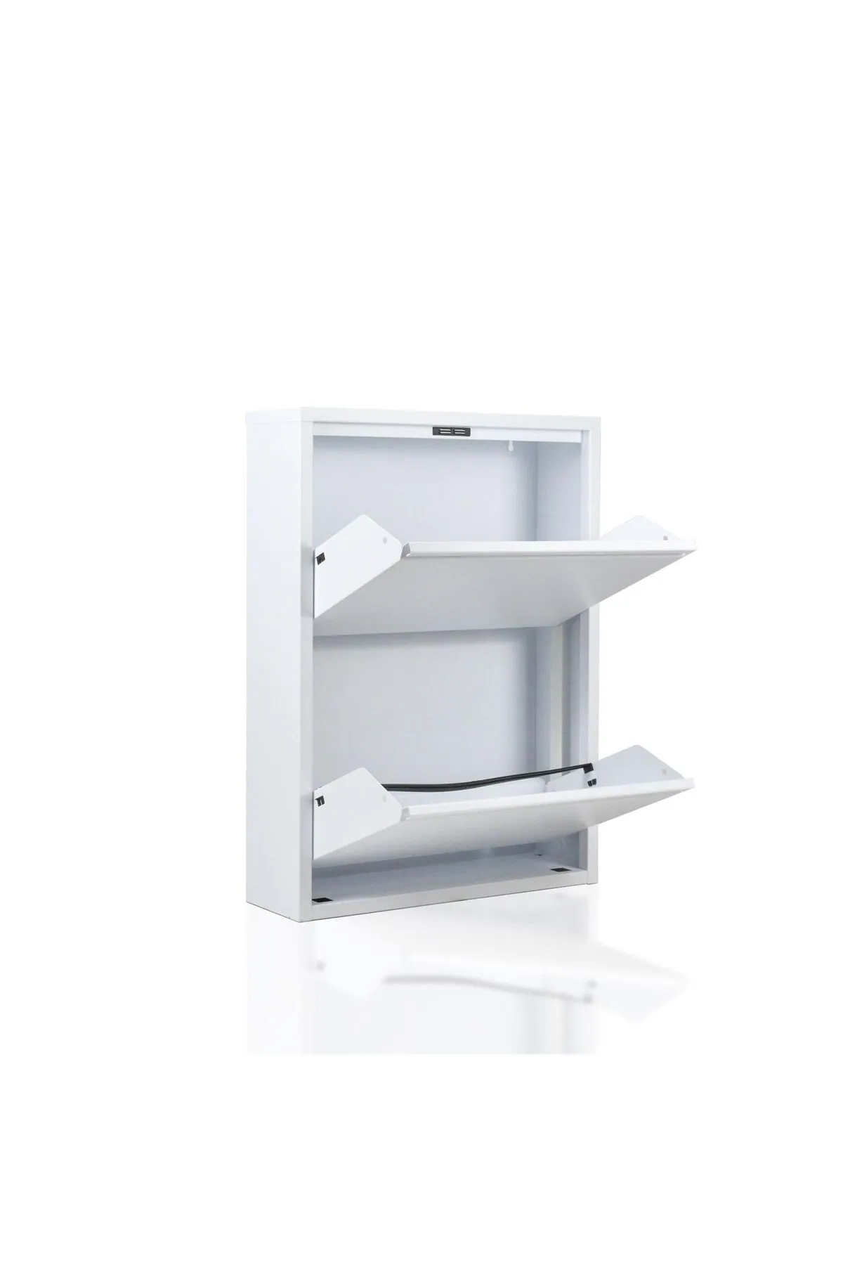 2-Door White Metal Shoe Cabinet – 4 Pairs, view 4