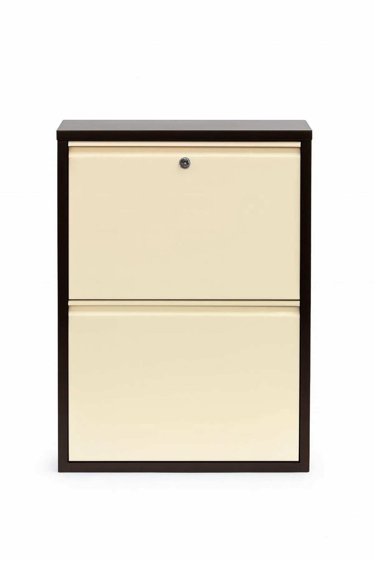2-Door Lockable Brown-Cream Metal Shoe Cabinet – 4 Pairs, view 3