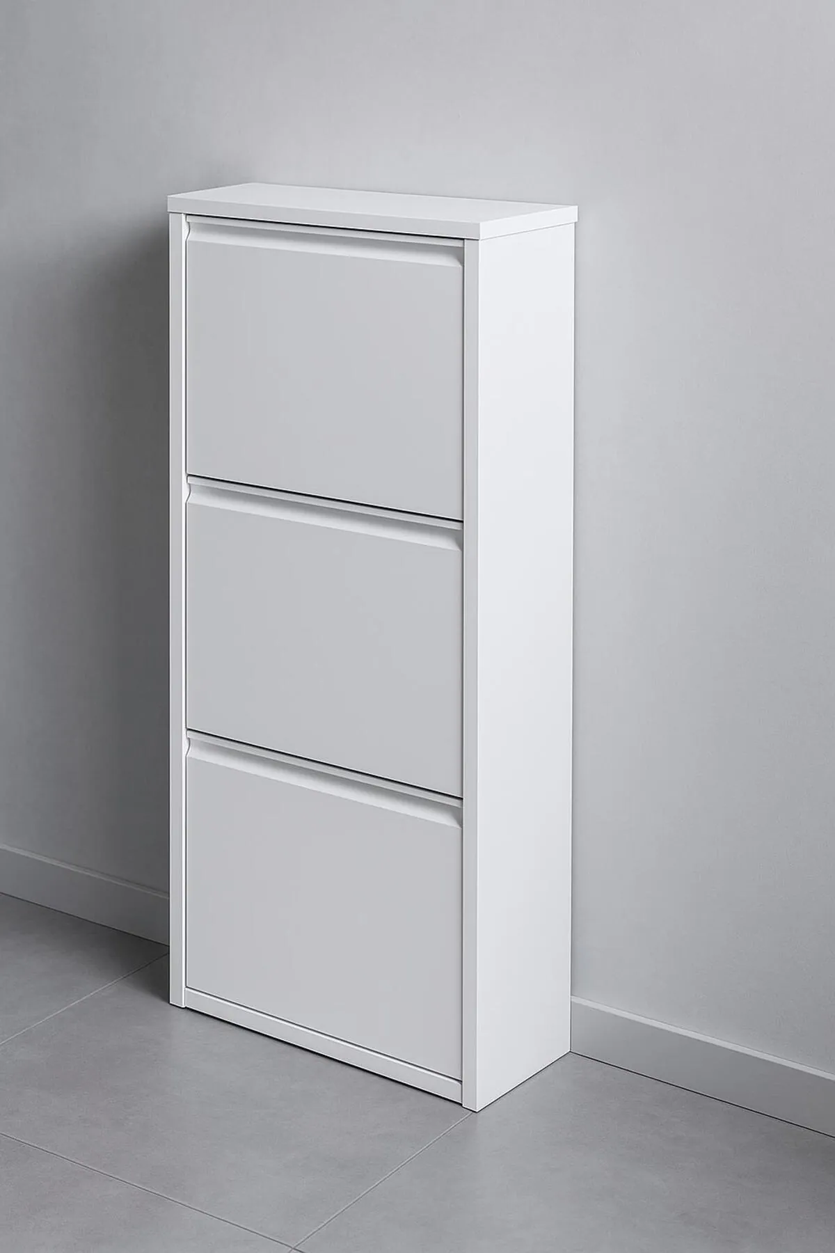 3-Door White Metal Shoe Cabinet – 6 Pairs, view 3