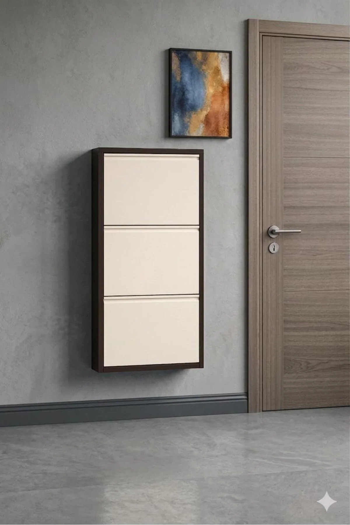 3 Kapaklı Kahve-Krem Metal Ayakkabılık – 6 Çift (Model 2)