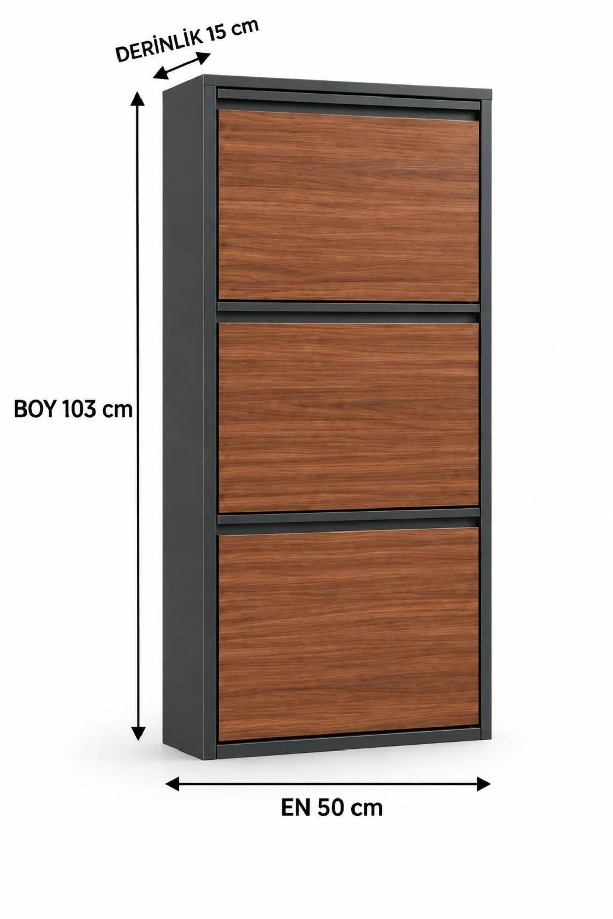 3-Door Lockable Metal Shoe Cabinet with Wood-Effect Doors – 6 Pairs, view 5