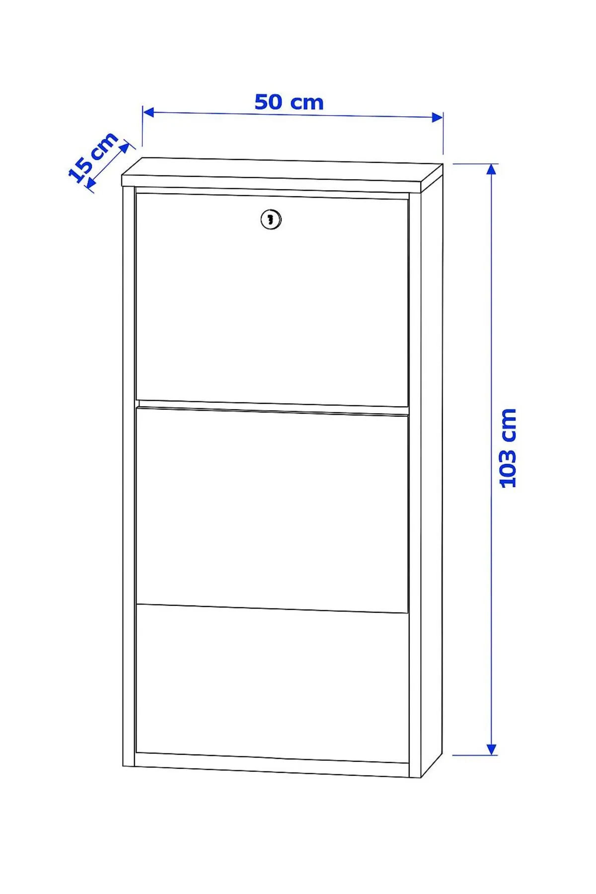 3-Door Lockable Anthracite Metal Shoe Cabinet – 6 Pairs, view 4