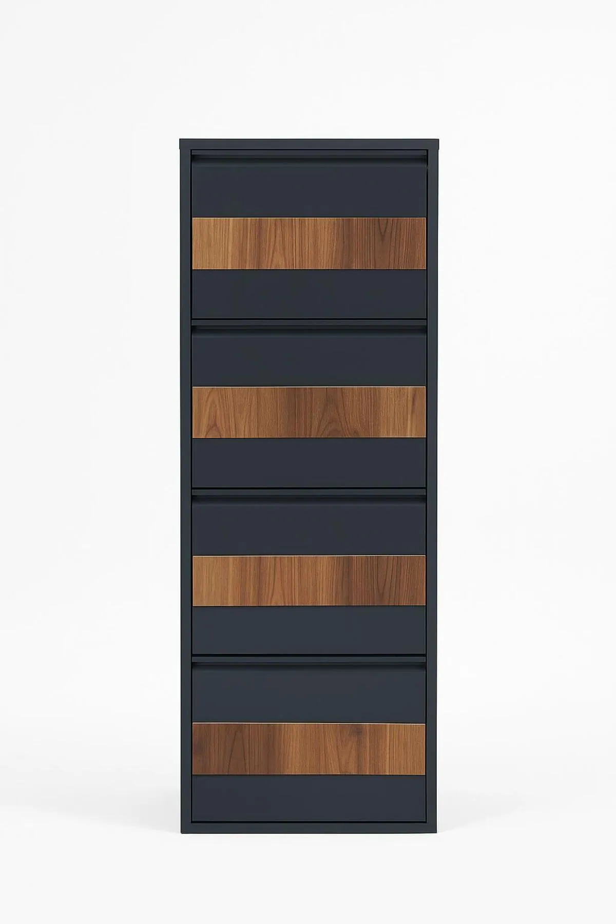 4-Door Lockable Anthracite Metal Shoe Cabinet with Wood Detail – 8 Pairs, view 5