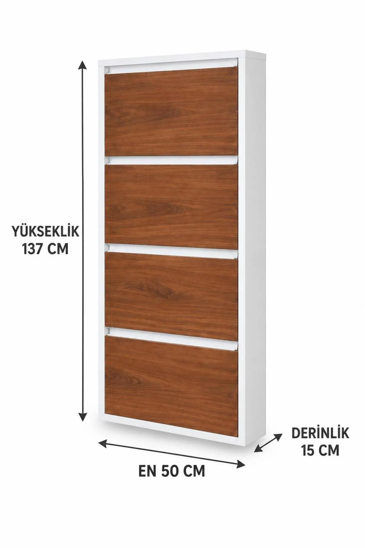 4-Door Lockable White Metal Shoe Cabinet with Wood-Effect and Metal Doors – 8 Pairs, view 5