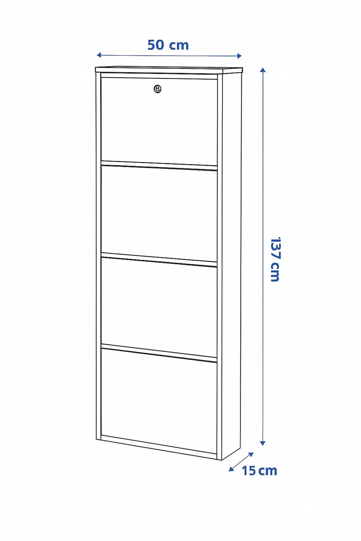 4-Door Lockable White Metal Shoe Cabinet – 8 Pairs, view 4
