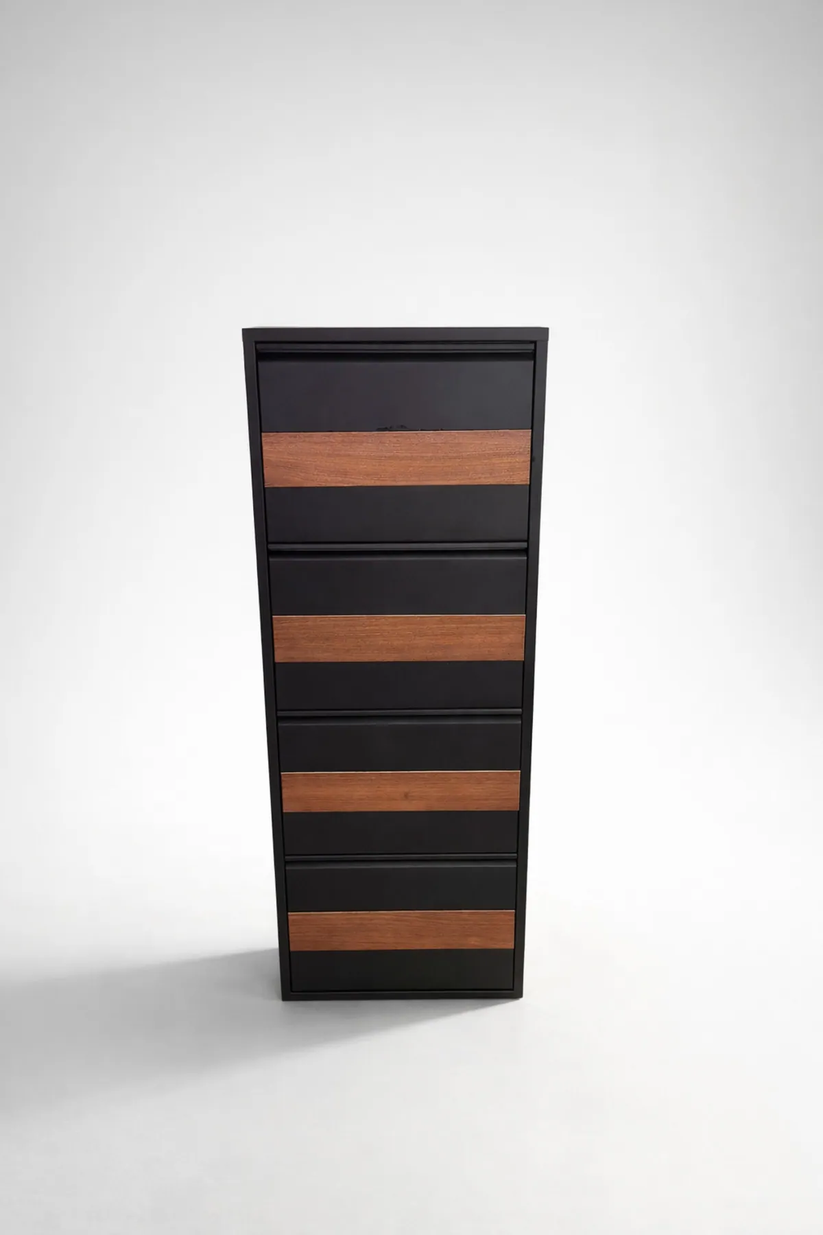 4-Door Black Patterned Metal Shoe Cabinet – 8 Pairs, view 2