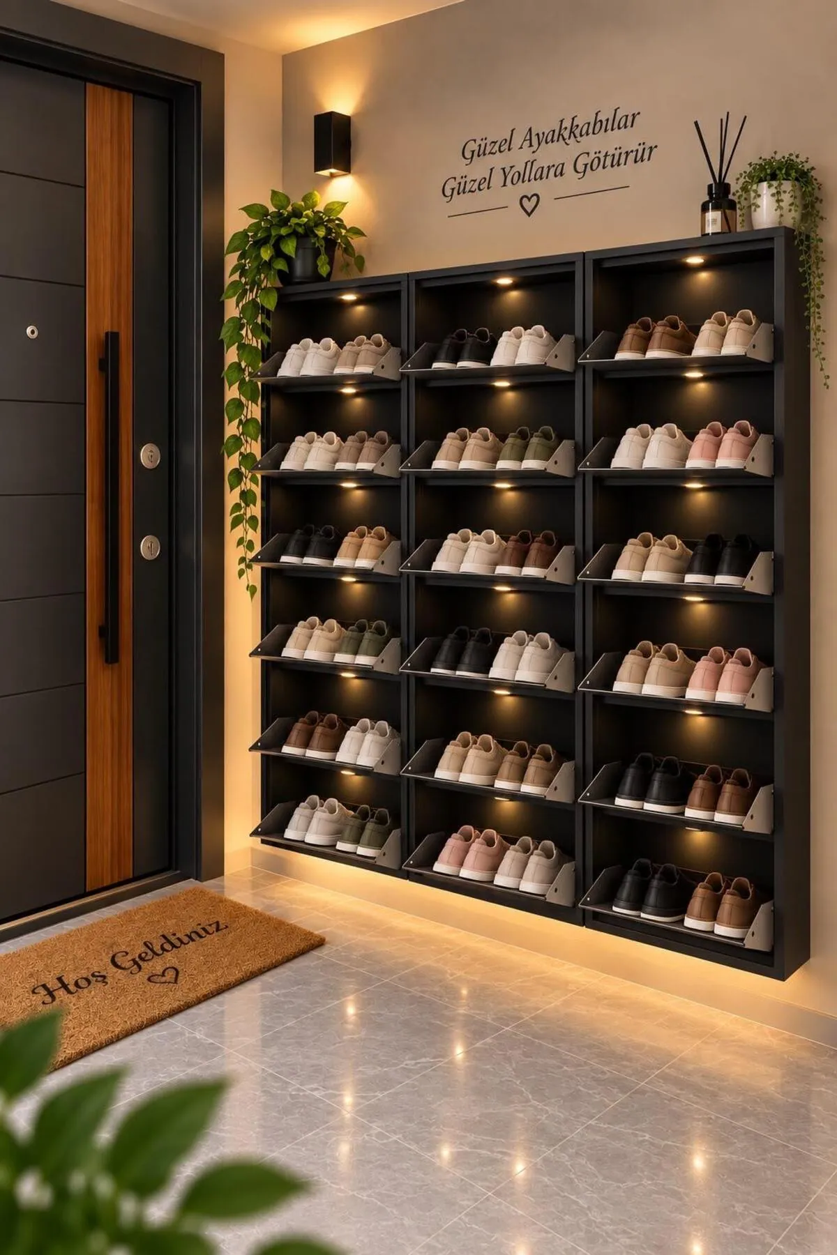 5+5+5-Door Lockable Anthracite Patterned Metal Shoe Cabinet – 30 Pairs, view 4